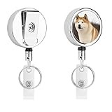 Retractable Badge Holder with Carabiner Belt Clip and Key Ring Akita Heavy Duty Badge Reels Metal Badge Holders for ID Card Name Keychain