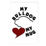 CafePress My Bulldog Loves My Mug Postcards (Package of 8), 6"x4" Printed Note Card
