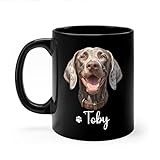Custom German Shorthaired Pointer Cup with Name Pet, Personalized German Shorthaired Pointer Mug, German Shorthaired Pointer Dog Owner Coffee Mug, Dog Face Cup, Black Ceramic Mug 11oz 15oz