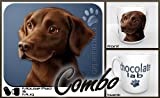 Chocolate Lab (Labrador Retriever) "for Dog Lovers Only" Mouse Pad and Mug Combo Set (blue)