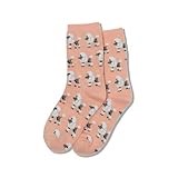 Hot Sox Girls' Big Fun Animal Crew 1 Pair Pack-Cool & Cute Casual Novelty Socks for Kids, Poodles (Blush), Small/Medium