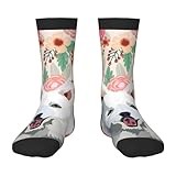Xsovgoi Japanese Spitz Dog Lovers Florals Kids Socks 6-10 Years Old Lightweight Non-Slip Children Normal Dress Socks