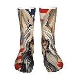 EGVGXIR Chinese Crested Dog American Flag Crew Socks No Heel Crazy Mid Socks Casual Calf Sock For Men Women Hiking Running 16IN