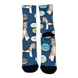 Men's Women Cushion Crew Socks, Athletic Socks, Compression Sock for Home Hunting Soccer, Novelty Socks Medium Cut Slipper Socks (Wire Fox Terrier Dog Art sock)