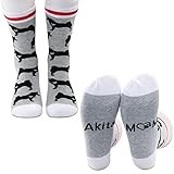 PXTIDY 2 PAIRS Akita Mom Socks Akita Print Dog Socks Pet Dog Owner Gifts Akita Lover Gifts for Women Wife Girlfriend Akita Mama Gift (Akita Mom)