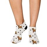 Norfolk Terrier Dog Bones Paws Pattern Men-Women Adult Ankle Socks Crazy Novelty Socks Polyester & Polyester Blend Set of 3