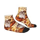 nopicsn Happy Fall Y'all! Welcome Fall With Lhasa Apso Dog Exceptional Breathable Ankle Socks | Comfortable, Stylish, And Durable for Men and Women