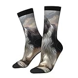MUSM Bearded Collie High Ankle Crew Socks Casual Mid Calf Dress Socks Long Tube Socks For Men Women