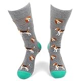Urban Peacock Men's Novelty Fun Crew Socks - Multiple Patterns! (Dogs - Beagles - Grey, 1 Pair)