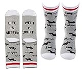 PXTIDY 2 Pairs Scottie Socks Scottish Terrier Gift Dog Lover Gifts Life Is Better With A Scottie Novelty Crew Socks Scottie Gifts Scottie Dog