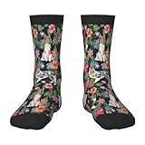 Cute Shetland Sheepdog Farm Floral Long Socks For Kids Children Girls Boys-Novelty Funny Dress Cute Crew Mid-Calf Socks-Halloween Christmas Stockings Costumes Gifts Casual Color Contrast Stockings