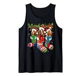 Three Bracco Italiano In Christmas Socks Tank Top