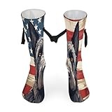 PWAOWU Bouviers Des Flandres Dog American Flag Couple Socks Funny Socks for Adults Unisex Ideal Gift for Couples & Romantic Love