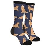 YCKNJYSG Men's Novelty Crew Socks Funny Holiday Golden Retriever Patterns Soft Casual Dress Socks for Parties Weddings