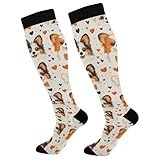 Pomsky Dog Hearts Compression Socks for Women Men Knee High Socks for Running Athletic Nurse Cycling Sports