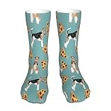 Xoeiran Cute Wire Fox Terrier Dog Pizza Slices Food Socks For Women Teen Girls Boys-Novelty Colorful Funny Dress Cute Crew Socks - Halloween Christmas Gifts Stockings Costumes Gifts