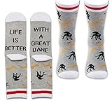 PXTIDY 2 Pairs Great Dane Socks Great Dane Lover Gifts Life Is Better With A Great Dane Novelty Crew Socks Dog Breed Gifts Great Dane Dog