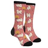 LUMANSITTER Samoyed Dog Dogs Autumn Fall Leaves Novelty Fun Crew Socks Fashion Comfortable Men And Women Crazy Dress Socks