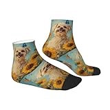 nopicsn Welcome Summer My Love for Lhasa Apso Dog Sunflowers Exceptional Breathable Ankle Socks | Comfortable, Stylish, And Durable for Men and Women
