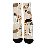 Cushion Crew Socks for Men Women - Saint Bernard Dog Breed Pattern Compression Sock Thermal Socks for Gym, Sports, Trekking, Vintage Athletic Hiking Socks Slipper Socks