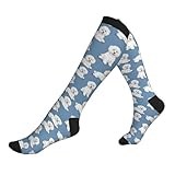 YeertMii Cute Bichon Frise Dogs Print Compression Socks For Women Men Nurses Travel Cute Knee High Socks Stockings