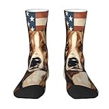 SEADANCE Basenji Dog American Flag Crew Socks Sports Running Stockings for Trekking Hiking Novelty Gifts for Men Women