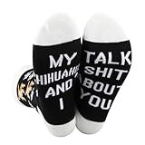 CENWA 1 Pair Chihuahua Dog Socks My Chihuahua and I Talk Shit About You Socks Gift for Dog Lover (US, Alpha, Medium, Regular, Regular, Chihuahua Dog)