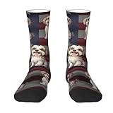 Cartoon Lhasa Apso Dog Adult Polyester Crew Socks Breathable Moisture-Wicking Athletic Running Gym1