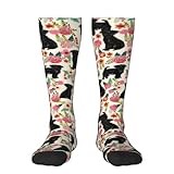 Xsovgoi Affenpinscher Dog Floral Flower Unisex-Adult Over The Calf Socks Custom Long Stocking Socks For Men Women