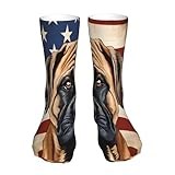 EGVGXIR Bullmastiff Dog American Flag Crew Socks No Heel Crazy Mid Socks Casual Calf Sock For Men Women Hiking Running 16IN