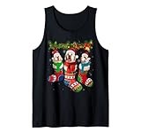 Three Clumber Spaniels In Christmas Socks Tank Top