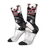 Wdehjklmn Japanese Chin Dog Wearing Crown Men'S And Women'S Mid Calf Socks - Breathable Sports Round Neck Socks - Suitable For Running, Work, And Daily Wear