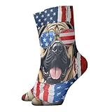EGVGXIR Bullmastiff Dog America Flag Funny Thickening Mid Socks Crew Athletic Socks Novelty Cozy Casual Keep warm Sock Crazy Gifts for Unisex 12IN