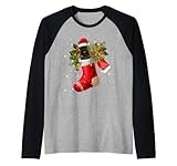 Santa Bouvier Des Flandres In Christmas Sock Pajama Raglan Baseball Tee