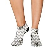 No Show Socks Lhasa Apso Dog Gray Zigzag Polyester Ankle Socks Women & Men Crazy Fun Socks 1 Size