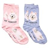 Foozys Unisex Fun Crazy Crew Socks 2 Pairs | Canine Dog Collection | Samoyed