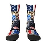 EGVGXIR Bullmastiff Dog America Flag Funny Mid Socks Crew Athletic Socks Novelty Cozy Casual Sock Crazy Gifts for Unisex