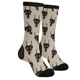 LUMANSITTER Cute Doberman Pinscher Dog Puppy Portrait Novelty Fun Crew Socks Fashion Comfortable Men And Women Crazy Dress Socks