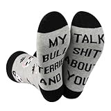 CENWA 1 Pair Bull Terrier Dog Print Socks for Women Men My Bull Terrier And I Talk Shit About You Socks Gift for Dog Lover (Bull Terrier, Cotton)