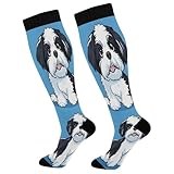 STAYTOP Cute Cartoon Shih Tzu Dog Compression Socks for Women & Men (1 pairs)-Support Knee High Socks for Running, Sports