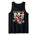 Three Bedlington Terriers In Christmas Socks Tank Top
