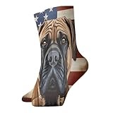 EGVGXIR Bullmastiff Dog American Flag Funny Thickening Mid Socks Crew Athletic Socks Novelty Cozy Casual Keep warm Sock Crazy Gifts for Unisex 12IN