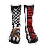 MREUSAP Dogs 365 Leonberger Best Dog Dad Ever American Flag Crew Socks Mid-Calf Athletic Socks Boot Socks Soft Non-Slip Sockings for Men Women Novelty Gifts