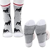 PXTIDY 2 Pairs Schnauzer Socks Schnauzer Mom Crew Socks Schnauzer Dog Mom Gift Miniature Schnauzer Gifts for Women