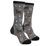 Jinjinkiang Cute Grey Rottweiler Dog Beige Rottweilers Unisex Casual Funny Novelty Crew Socks Gifts For Men Women
