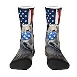 SEADANCE Irish Wolfhound Dog America Flag Crew Socks Sports Running Stockings for Trekking Hiking Novelty Gifts for Men Women