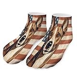 IRUOYA Basenji Dog American Flag Novelty Sock Funny Anklet Sock Fun Colorful Crazy Crew Socks for Men Woman