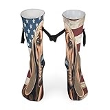 PWAOWU Bloodhound Dog American Flag Couple Socks Funny Socks for Adults Unisex Ideal Gift for Couples & Romantic Love