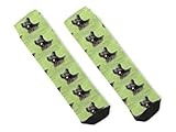 Black Skye Terrier on A Green Grass Lawn Sock - Soft and ultra-comfortable Birthday Gifts Socks