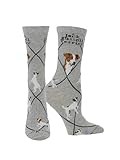 WHD Jack Russell Terrier Crew Socks for Women & Men | Gray, Medium | 1-Pack